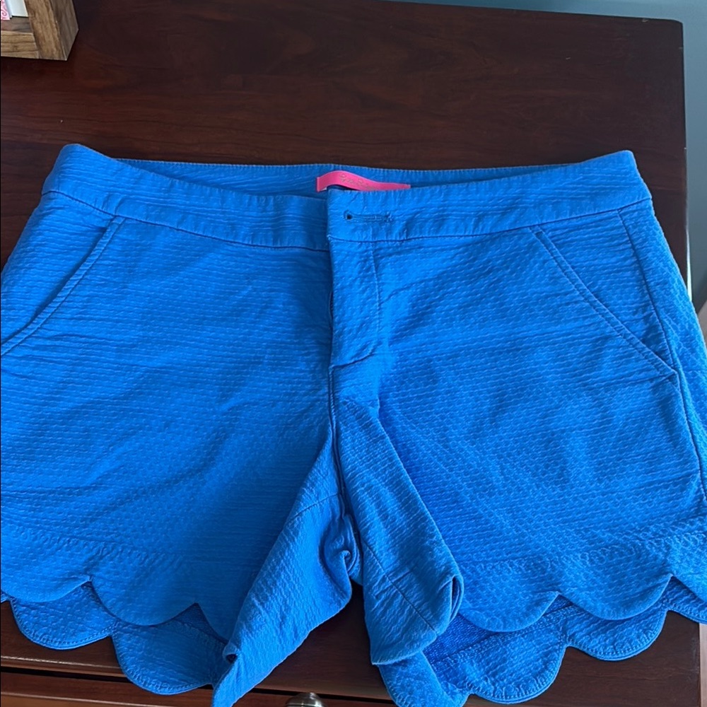 Lilly Pulitzer High Waist Blue Scalloped Shorts